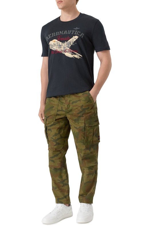 Хлопковые брюки-карго Aeronautica Militare 251PA1653CT3502 Хаки  251PA1653CT3502 Фото 2