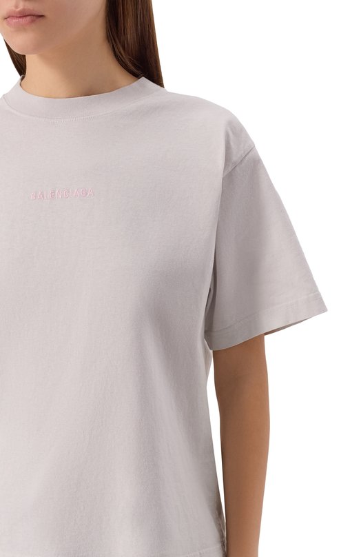 Хлопковая футболка Balenciaga 850990/TTVJ1 Серый  850990/TTVJ1 Фото 5