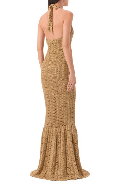 Хлопковое платье ELIE SAAB бежевого цвета по цене 392500 руб., арт. D1122NBC26/CK024, фото 3 Хлопковое платье ELIE SAAB, арт. D1122NBC26/CK024, фото 3