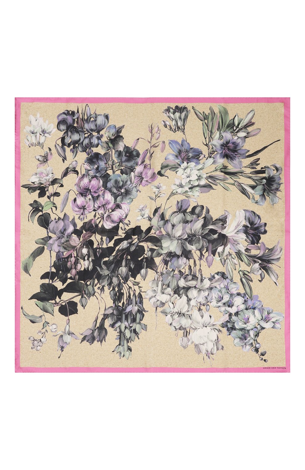 Шелковый платок DRIES VAN NOTEN бежевого цвета по цене 51250 руб., арт. 232-011301-7168, фото 4 Шелковый платок DRIES VAN NOTEN, арт. 232-011301-7168, фото 4