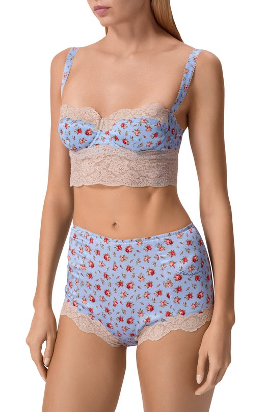 Бюстье из шелка и хлопка Dolce & Gabbana 01C93T/0N0E3 Голубой  01C93T/0N0E3 Фото 2