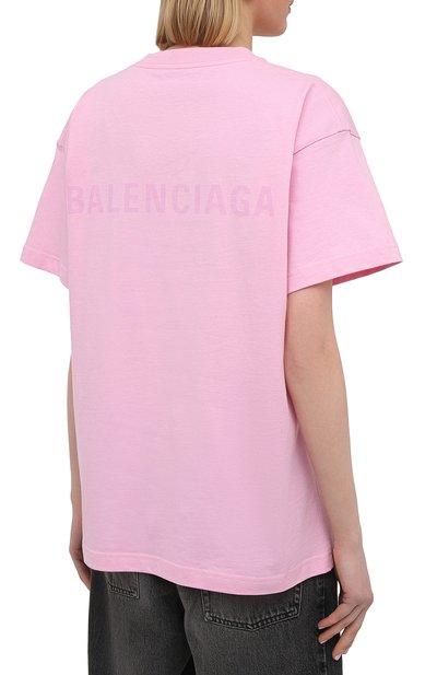 Хлопковая футболка BALENCIAGA розового цвета по цене 69850 руб., арт. 612965/TIVG5, фото 4 Хлопковая футболка BALENCIAGA, арт. 612965/TIVG5, фото 4