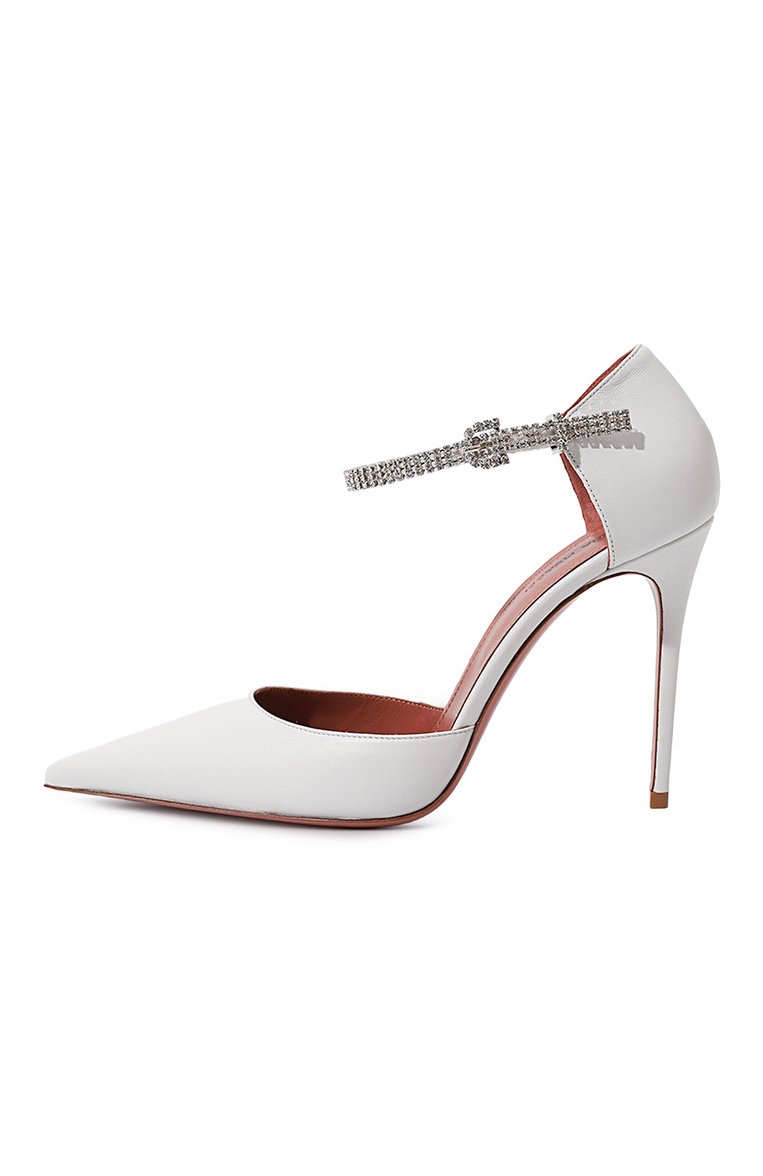 Женские кожаные туфли ursina AMINA MUADDI белого цвета, арт. URSINA PUMP 105/NAPPA | Фото 4 (Подошва: Плоская; Драгоценные камни: Проставлено; Материал сплава: Проставлено; Материал внутренний: Натуральная кожа; Каблук высота: Высокий; Каблук тип: Шпилька; Материал внешний: Натуральная кожа)