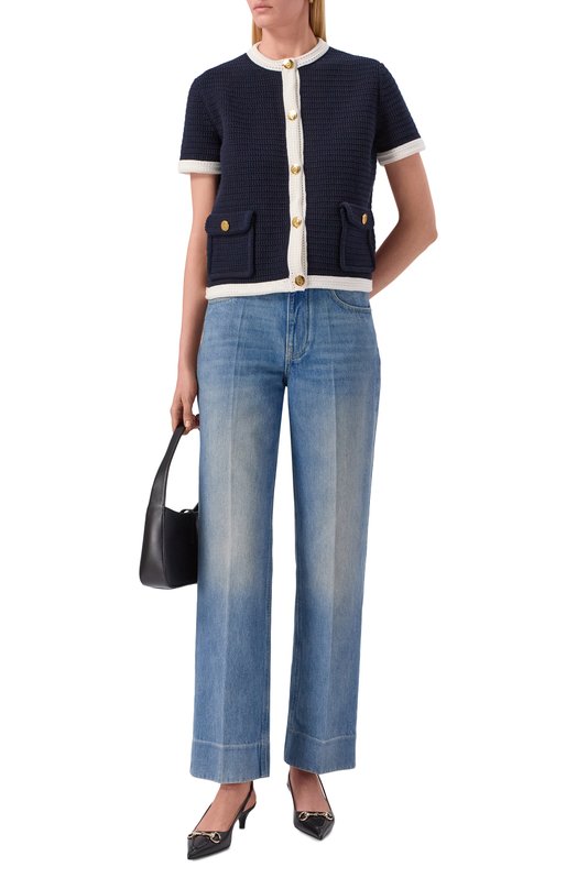 Хлопковый кардиган Gucci 819373/XKE0T Синий  819373/XKE0T Фото 2