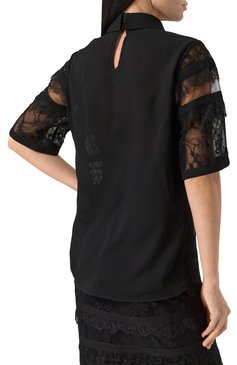 Женская блузка ELIE SAAB черного цвета, арт. T0134 | Фото 4 (Длина (для топов): Стандартные; Материал сплава: Проставлено; Рукава: 3/4; Материал подклада: Шел�к; Драгоценные камни: Проставлено; Женское Кросс-КТ: Блуза-одежда; Кросс-КТ: костюм; Принт: Без принта; Стили: Романтичный; Материал внешний: Синтетический материал)