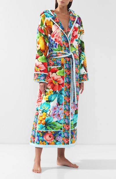 Хлопковый халат DOLCE & GABBANA разноцветного цвета по цене 270000 руб., арт. 00A03J/0MU84, фото 2 Хлопковый халат DOLCE & GABBANA, арт. 00A03J/0MU84, фото 2