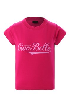 Женская хлопковая футболка BALENCIAGA фуксия цвета, арт. 807341/TRVH3 | Фото 1 (Длина (для топов): Стандартные; Материал сплава: Проставлено; Драгоценные камни: Проставлено; Рукава: Короткие; Принт: С принтом; Стили: Кэжуэл; Материал внешний: Хлопок)