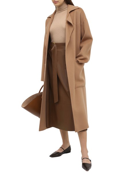 Шерстяное пальто NANUSHKA, арт. ALAM0_CAMEL_D0UBLE W00L SILK BLEND, фото 2