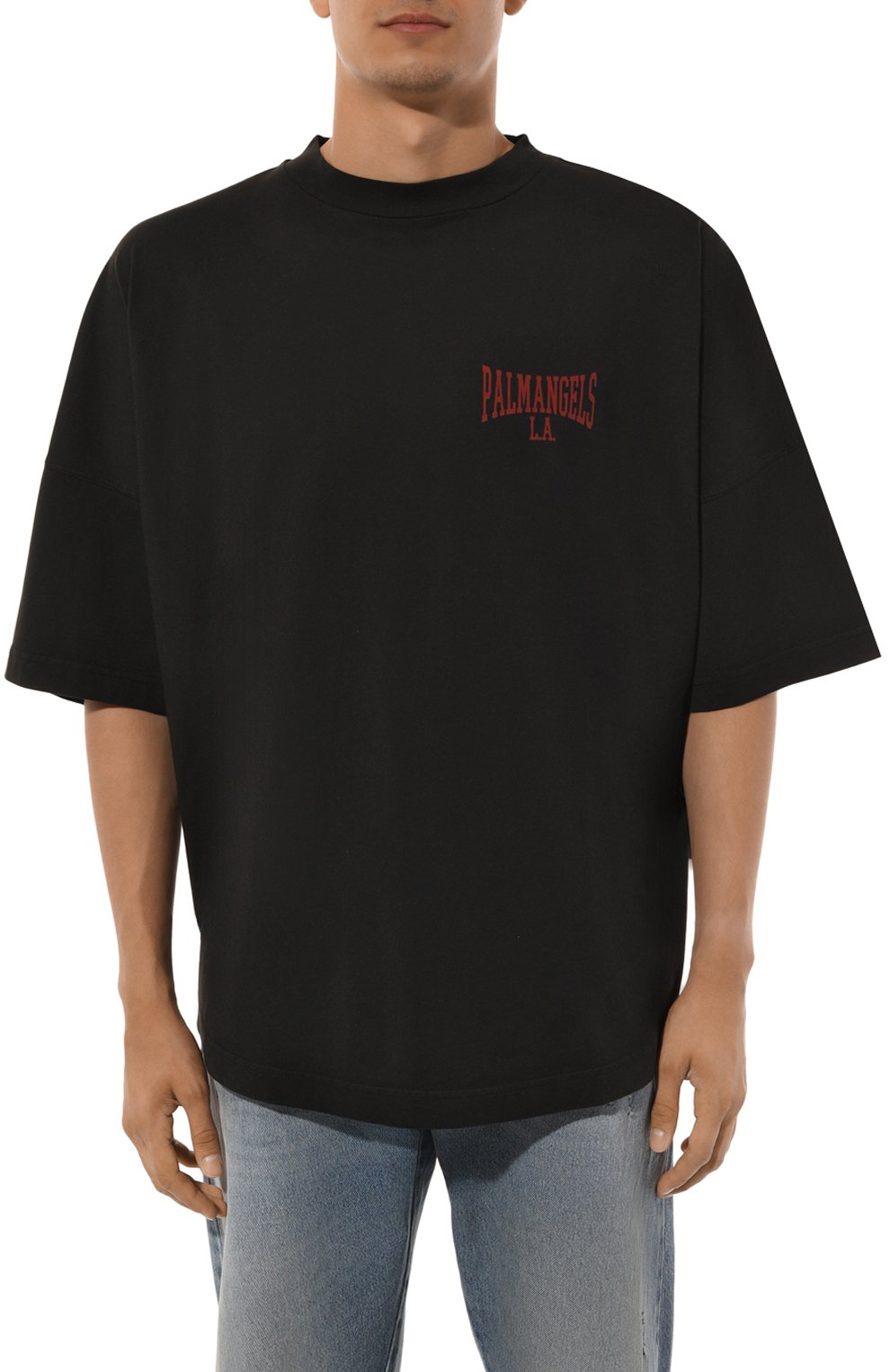 Хлопковая футболка PALM ANGELS черного цвета по цене 23450 руб., арт. PMAA002F24JER010, фото 3 Хлопковая футболка PALM ANGELS, арт. PMAA002F24JER010, фото 3