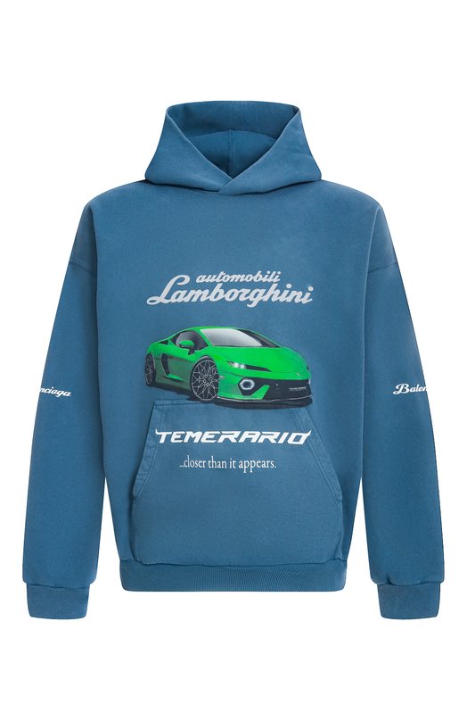 Хлопковое худи Balenciaga x Automobili Lamborghini Balenciaga 767877/TSVT9 Голубой 767877/TSVT9