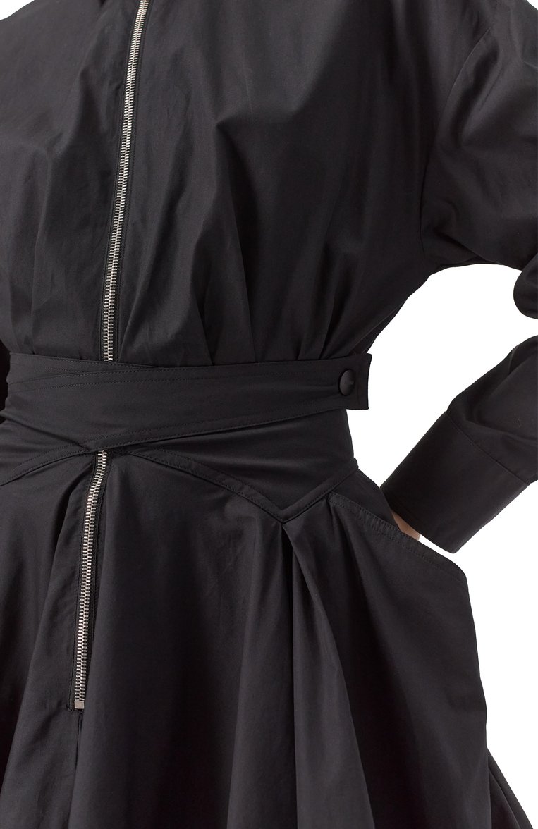 Женское хлопковое платье MSGM черного цвета, арт. 3841MDA20X/257100 | Фото 5 (Рукава: Длинные; Материал внешний: Хлопок; Длина Ж (юбки, платья, шорты): Мини; Женское Кросс-КТ: Платье-одежда; Случай: Повседневный; Стили: Кэжуэл)