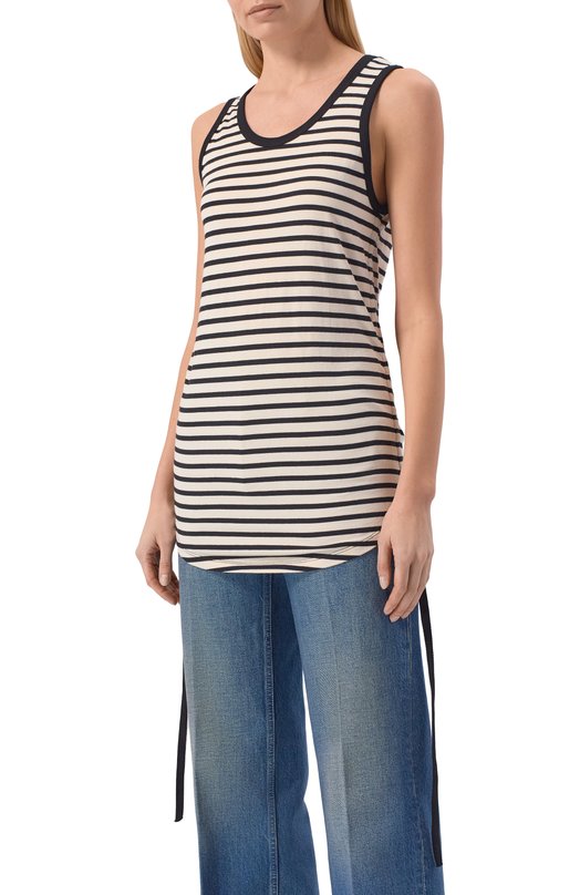 Хлопковый топ Ann Demeulemeester B0011982/FA717 Чёрно-белый  B0011982/FA717 Фото 3