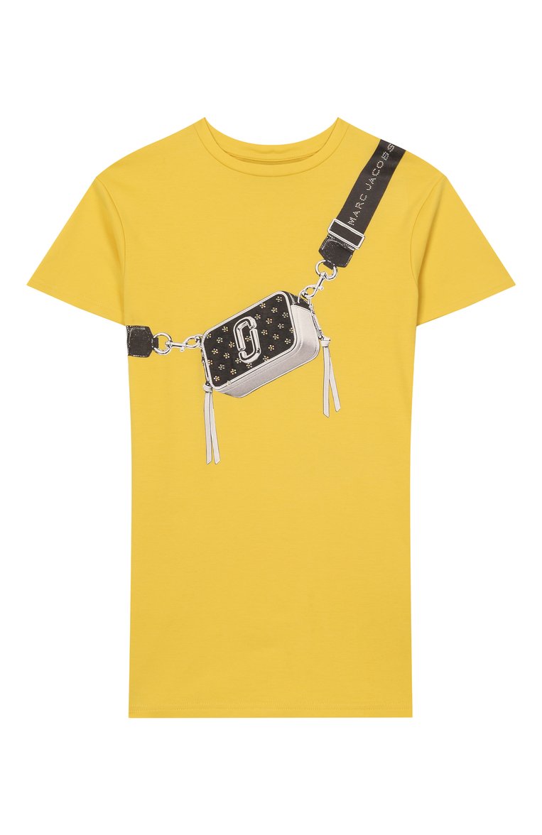 Детское хлопковое платье MARC JACOBS (THE) желтого цвета, арт. W60485 | Фото 1 (Материал внешний: Хлопок; Рукава: Короткие; Случай: Повседневный; Девочки Кросс-КТ: Платье-одежда; Автоматизация состава: Проставлено; Автоматизация ТО: Проставлено; Ростовка одежда: 3 года | 98 см, 4 года | 104 см, 7 лет | 122 см, 5 лет | 110 см, 9 лет | 134 см)