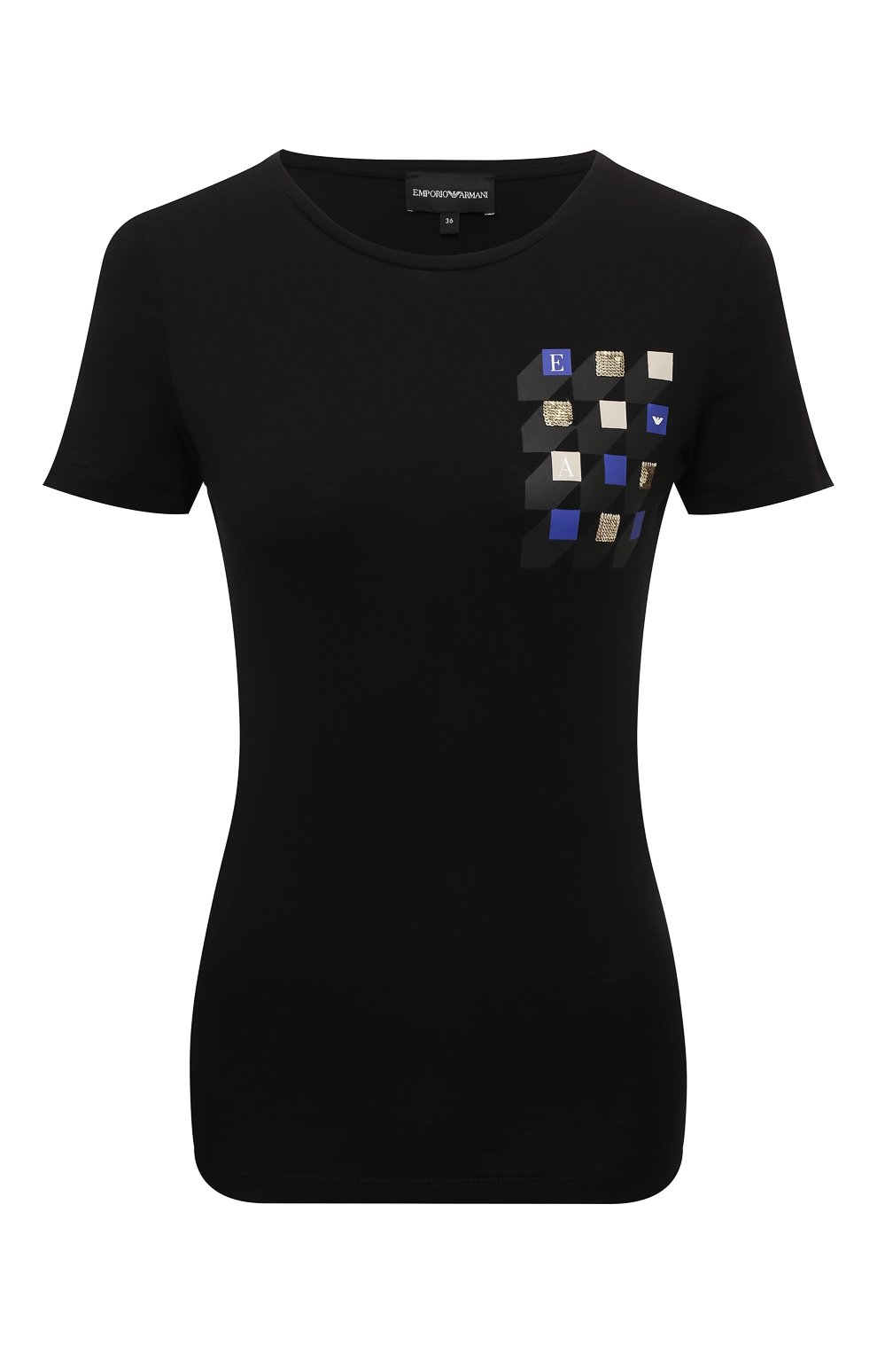 Хлопковая футболка EMPORIO ARMANI черного цвета по цене 12200 руб., арт. 6K2T6F/2JQAZ, фото 1 Хлопковая футболка EMPORIO ARMANI, арт. 6K2T6F/2JQAZ, фото 1