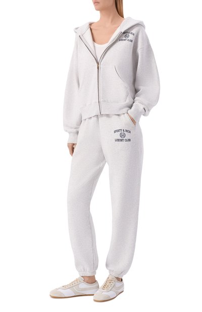 Хлопковая толстовка luxury club SPORTY AND RICH, арт. ST0947842GY03/S&R LUXURY CLUB ZIPPED H00DIE, фото 2