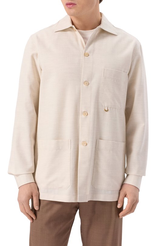 Рубашка из хлопка и шерсти Stefano Ricci SP007776/CTW02S Кремовый  SP007776/CTW02S Фото 3