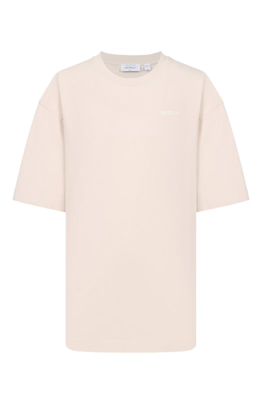 Хлопковая футболка Off-White 0WAA13FS26JER001 Кремовый 0WAA13FS26JER001