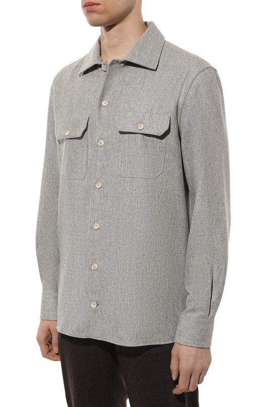 Шерстяная рубашка Brunello Cucinelli M038P0720 Серый  M038P0720 Фото 3