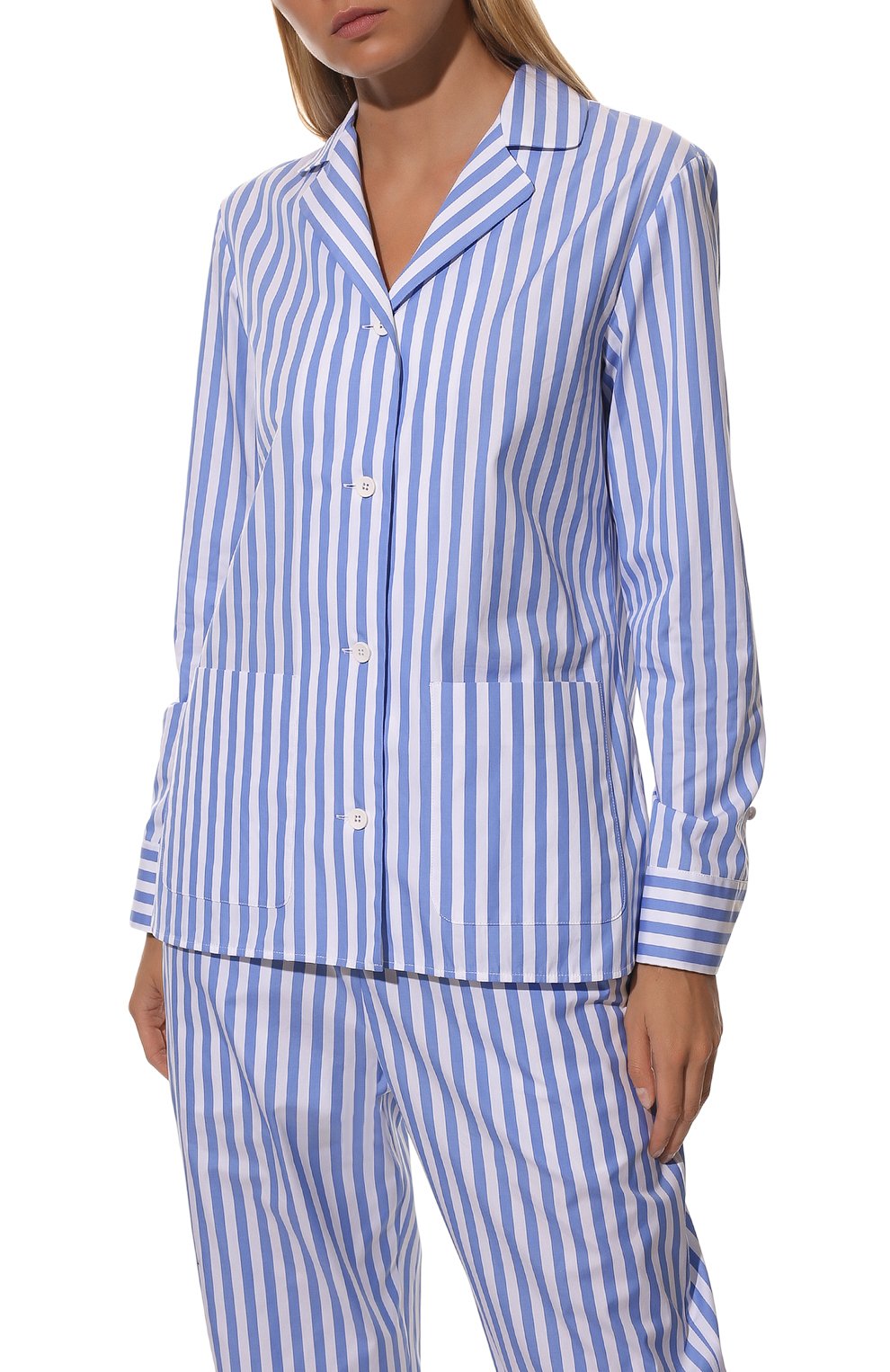 Хлопковая пижама WEEKEND MAX MARA голубого цвета по цене 47330 руб., арт. GERALD 31110126-SASIA 31310126, фото 3 Хлопковая пижама WEEKEND MAX MARA, арт. GERALD 31110126-SASIA 31310126, фото 3