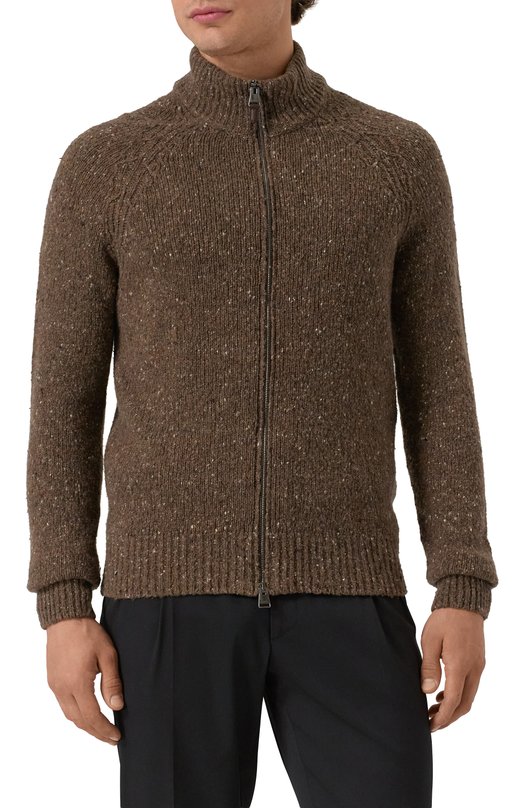 Кардиган из шерсти и вискозы Canali C1114/MK02364 Коричневый  C1114/MK02364 Фото 3