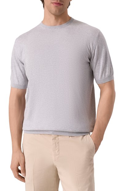 Хлопковый джемпер MOORER серого цвета по цене 108000 руб., арт. JUDE/SI5, фото 3 Хлопковый джемпер MOORER, арт. JUDE/SI5, фото 3