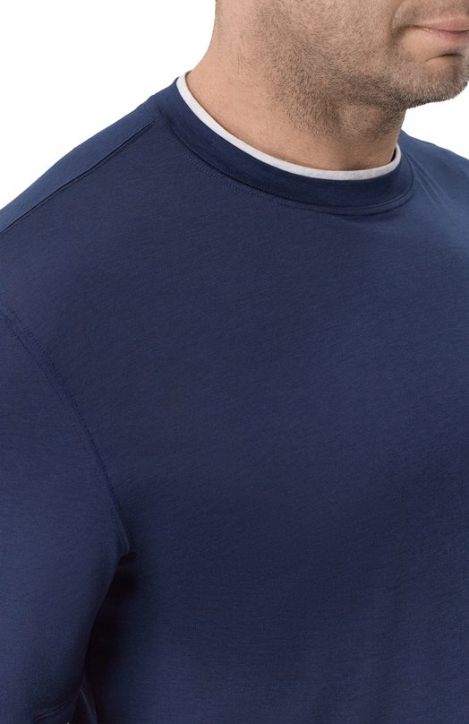 Футболка из шелка и хлопка Brunello Cucinelli MD8217427W Синий  MD8217427W Фото 5