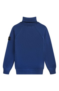 Детский хлопковый свитер STONE ISLAND синего цвета, арт. 504A2/8 | Фото 2 (Рукава: Длинные; Материал сплава: Проставлено; Материал внешний: Хлопок; Драгоценные камни: Проставлено; Мальчики Кросс-КТ: Свитер-одежда)