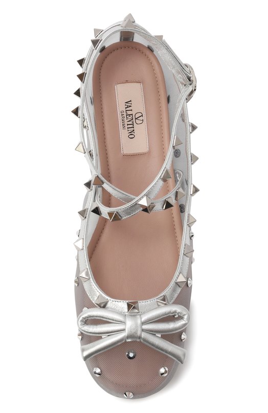 Текстильные балетки Rockstud Valentino 5W2S0HB6/UQX Серебряный  5W2S0HB6/UQX Фото 6