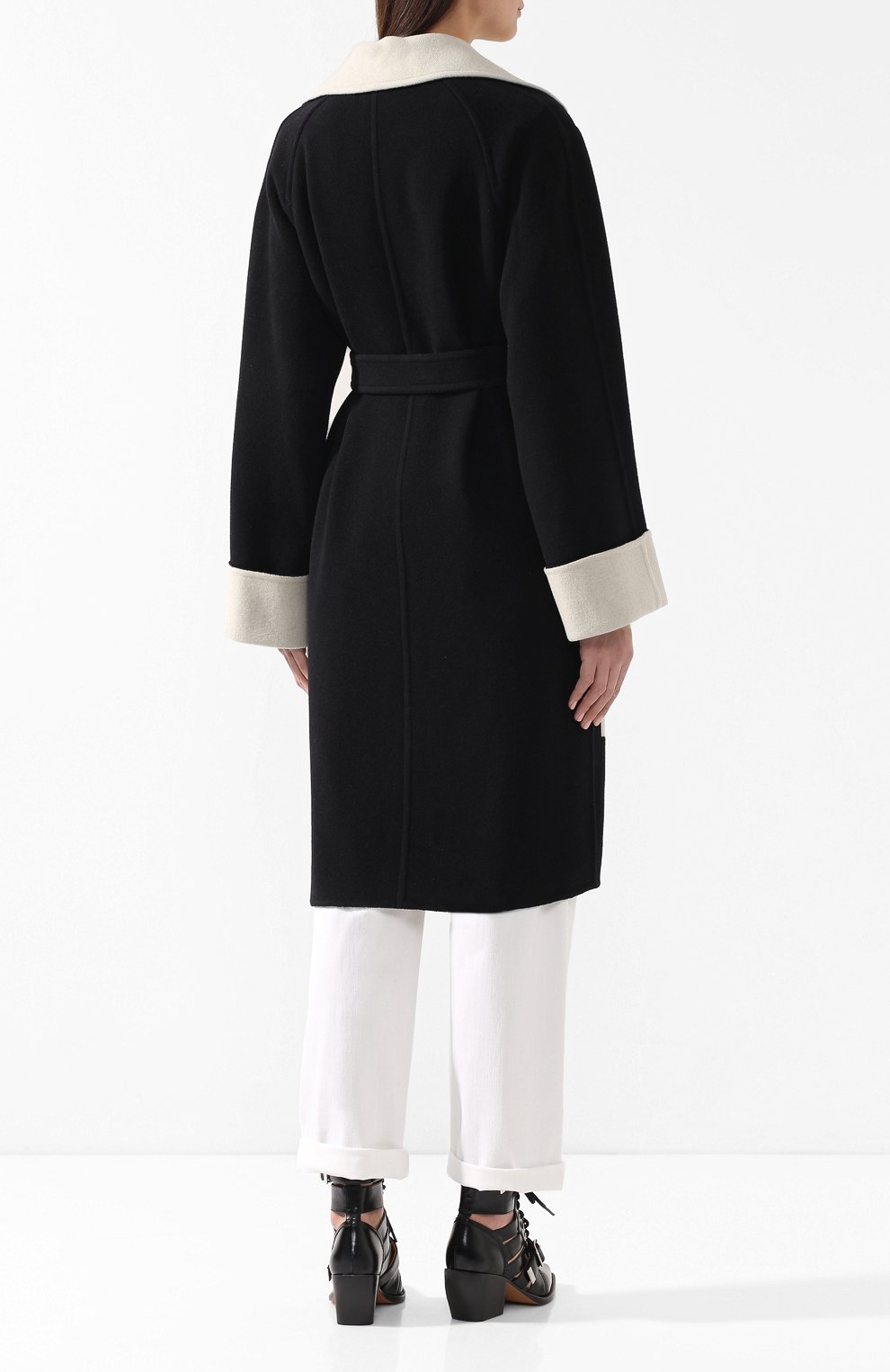 Шерстяное пальто HELMUT LANG черно-белого цвета по цене 106500 руб., арт. I09HW402, фото 4 Шерстяное пальто HELMUT LANG, арт. I09HW402, фото 4