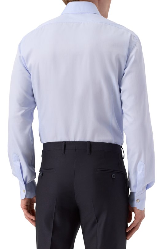 Хлопковая сорочка Kiton UCCH0948802 Голубой  UCCH0948802 Фото 4