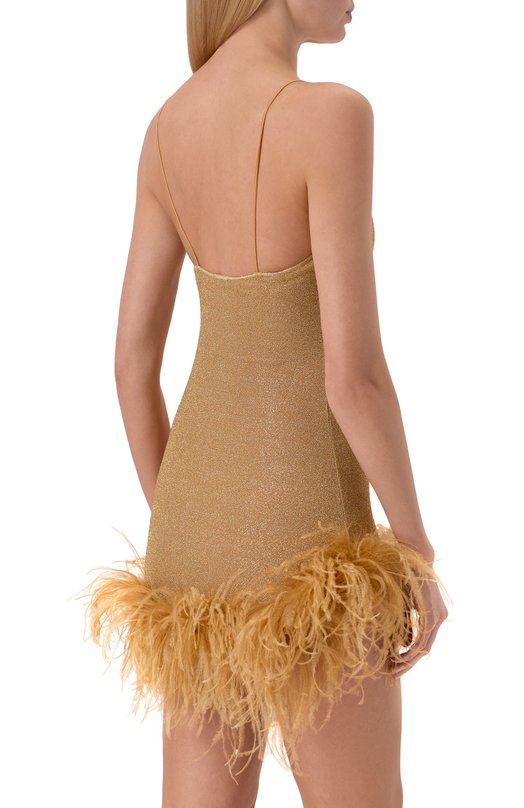 Платье с отделкой перьями OSEREE LPDS261/LUREX PLUMAGE Золотой  LPDS261/LUREX PLUMAGE Фото 3