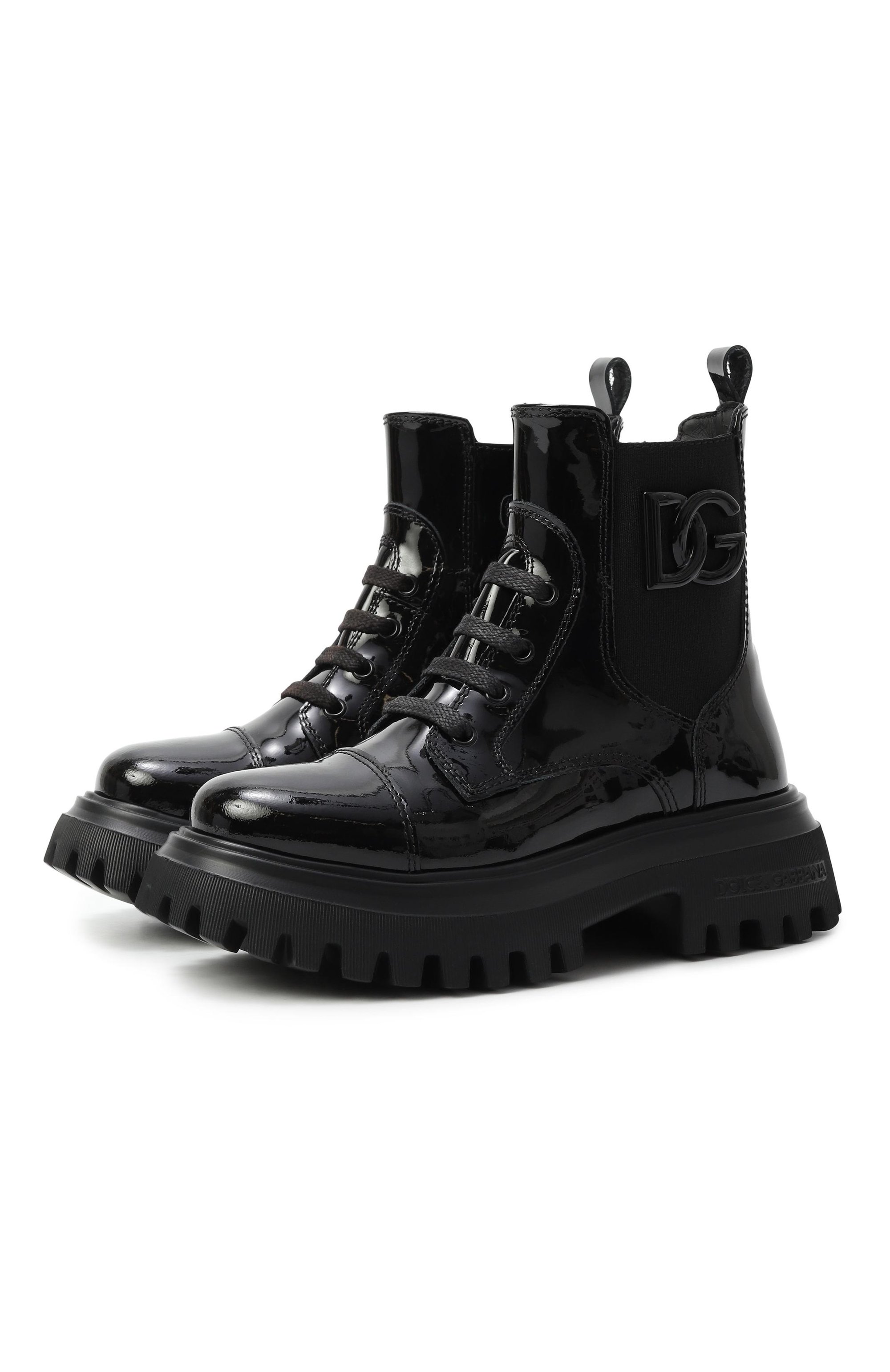 Кожаные ботинки DOLCE & GABBANA черного цвета по цене 79950 руб., арт. D11360/A9A81, фото 1 Кожаные ботинки DOLCE & GABBANA, арт. D11360/A9A81, фото 1