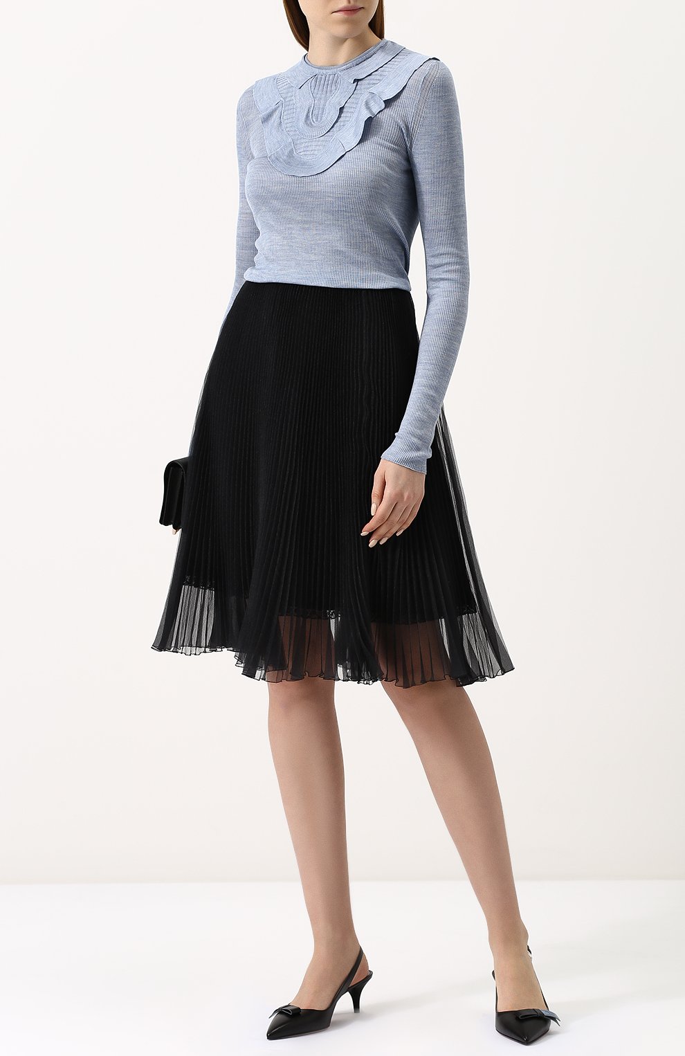 Однотонная плиссированная юбка-миди PRADA, арт. P147N-1QLQ-F0002, фото 2