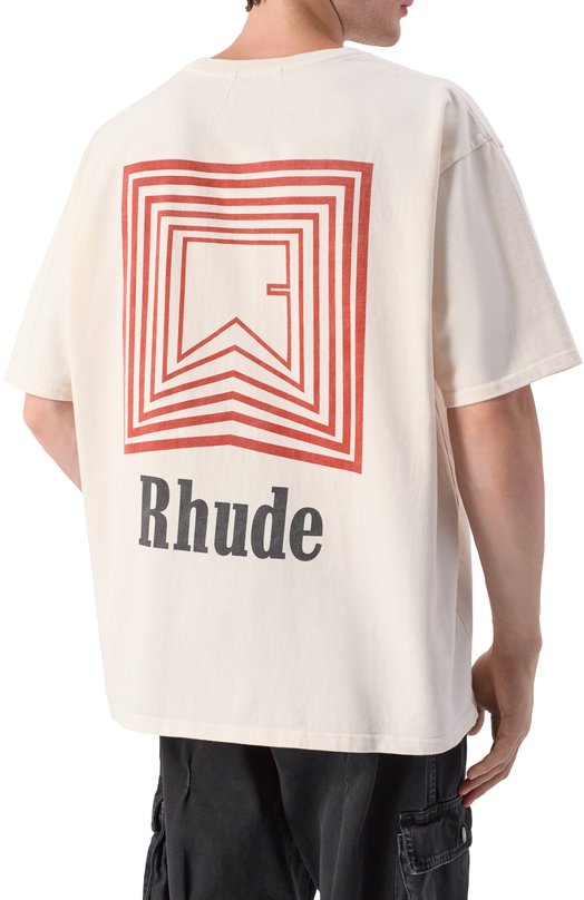 Хлопковая футболка Rhude RHPF25TT03012 Кремовый  RHPF25TT03012 Фото 4