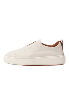 Женские кожаные кеды SANTONI молочного цвета, арт. WBCG61323BARTLLK | Фото 4 (Драгоценные камни: Проставлено; Материал внешний: Натуральная кожа; Материал сплава: Проставлено; Подошва: Платформа; Стили: Кэжуэл; Кросс-КТ: Низкие; Материал утеплителя: Без утеплителя)