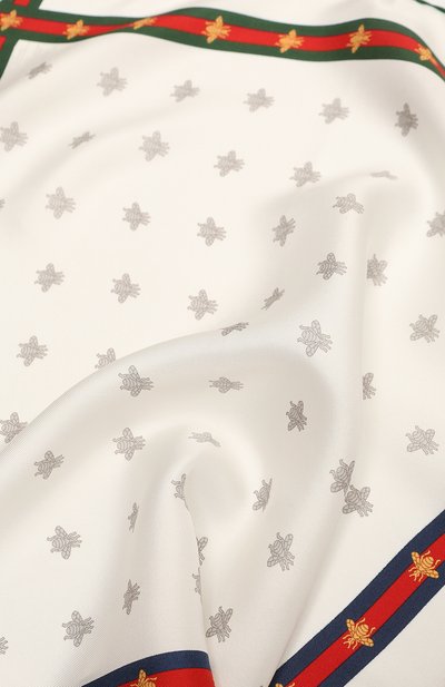 Шелковый платок GUCCI белого цвета по цене 22320 руб., арт. 407465 4G001, фото 2 Шелковый платок GUCCI, арт. 407465 4G001, фото 2