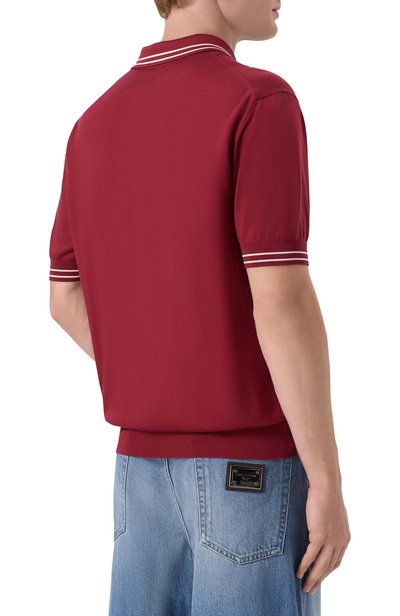 Шелковое поло DOLCE & GABBANA бордового цвета по цене 199500 руб., арт. GXZ02T/JBSPN, фото 4 Шелковое поло DOLCE & GABBANA, арт. GXZ02T/JBSPN, фото 4