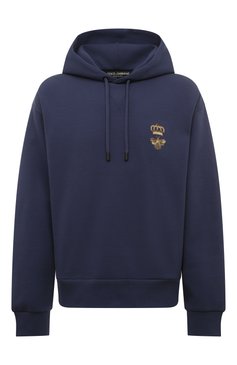 Мужской хлопковое худи DOLCE & GABBANA синего цвета, арт. G9ACJZ/HU7H9 | Фото 1 (Рукава: Длинные; Драгоценные камни: Проставлено; Материал внешний: Хлопок, Синтетический материал; Материал сплава: Проставлено; Длина (для топов): Стандартные; Мужское Кросс-КТ: Худи-одежда; Принт: Без принта; Стили: Кэжуэл)
