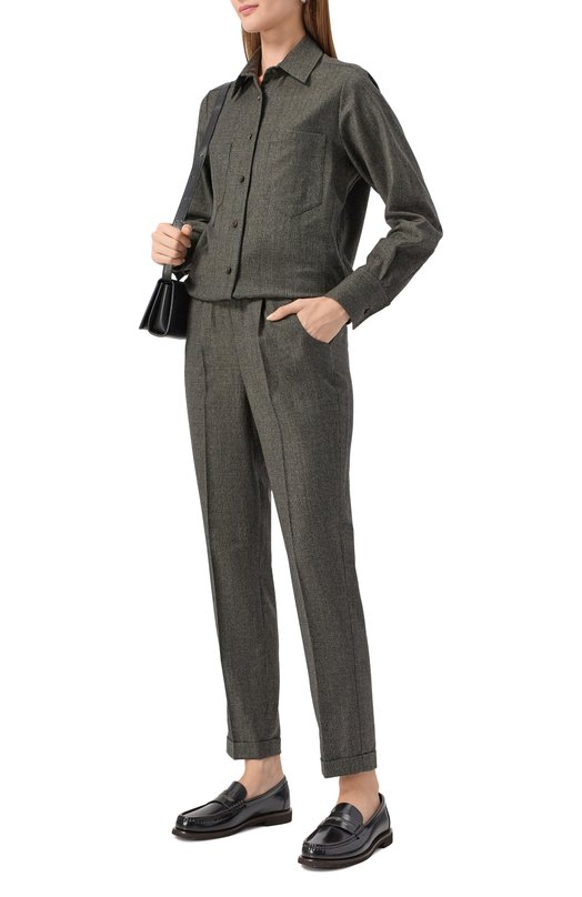 Шерстяные брюки Kiton D37102 Зелёный  D37102 Фото 2