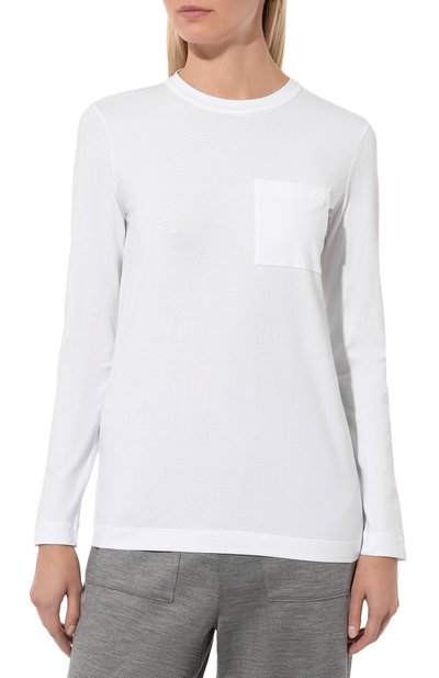 Хлопковый лонгслив BRUNELLO CUCINELLI белого цвета по цене 57850 руб., арт. MPT18BB310, фото 3 Хлопковый лонгслив BRUNELLO CUCINELLI, арт. MPT18BB310, фото 3