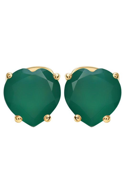 Серьги-пусеты с агатами Cartoon Hearts Moonka HRT-925YG-ST-AGT-GR Зелёный HRT-925YG-ST-AGT-GR