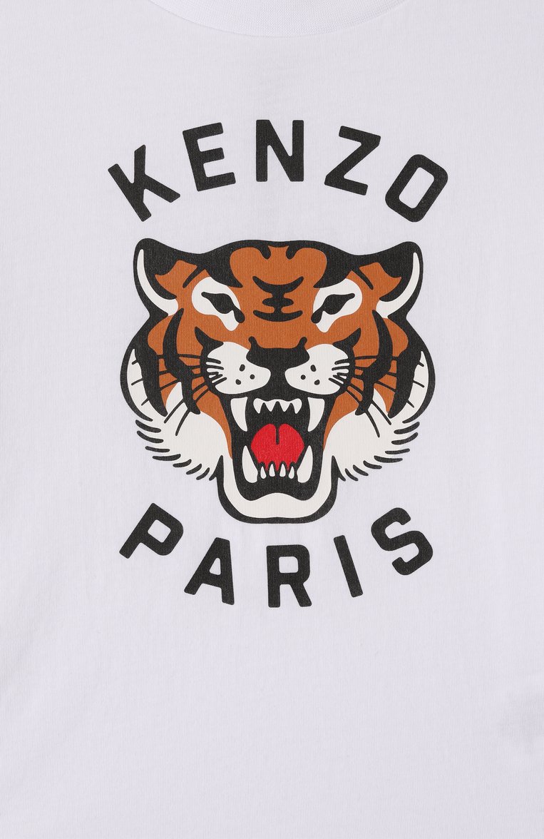 Детская хлопковая футболка KENZO белого цвета, арт. K61137 | Фото 3 (Драгоцен�ные камни: Проставлено; Материал сплава: Проставлено; Рукава: Короткие; Мальчики Кросс-КТ: Футболка-одежда; Материал внешний: Хлопок; Ростовка одежда: 5 лет | 110 см, 9 лет | 134 см, 2 года | 92 см, 12 лет | 152 см, 4 года | 104 см, 3 года | 98 см, 7 лет | 122 см)