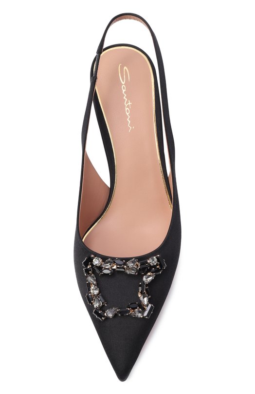 Атласные туфли Santoni WDIG72179HA2NYHN Чёрный  WDIG72179HA2NYHN Фото 6