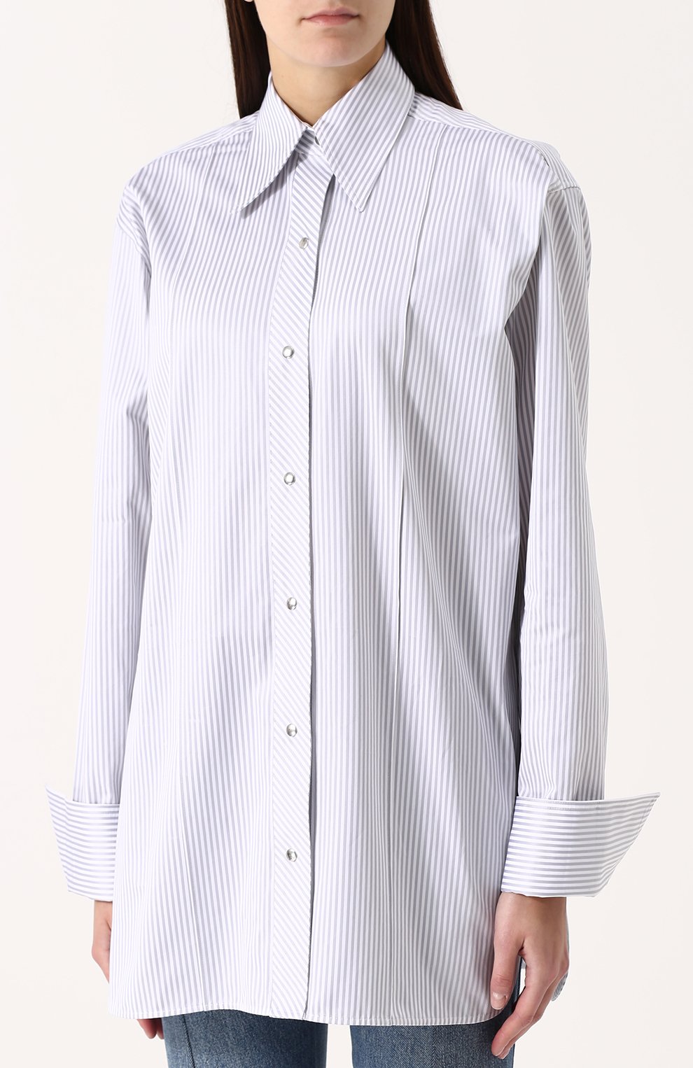Хлопковая блуза свободного кроя в полоску HELMUT LANG, арт. H06HW526, фото 3