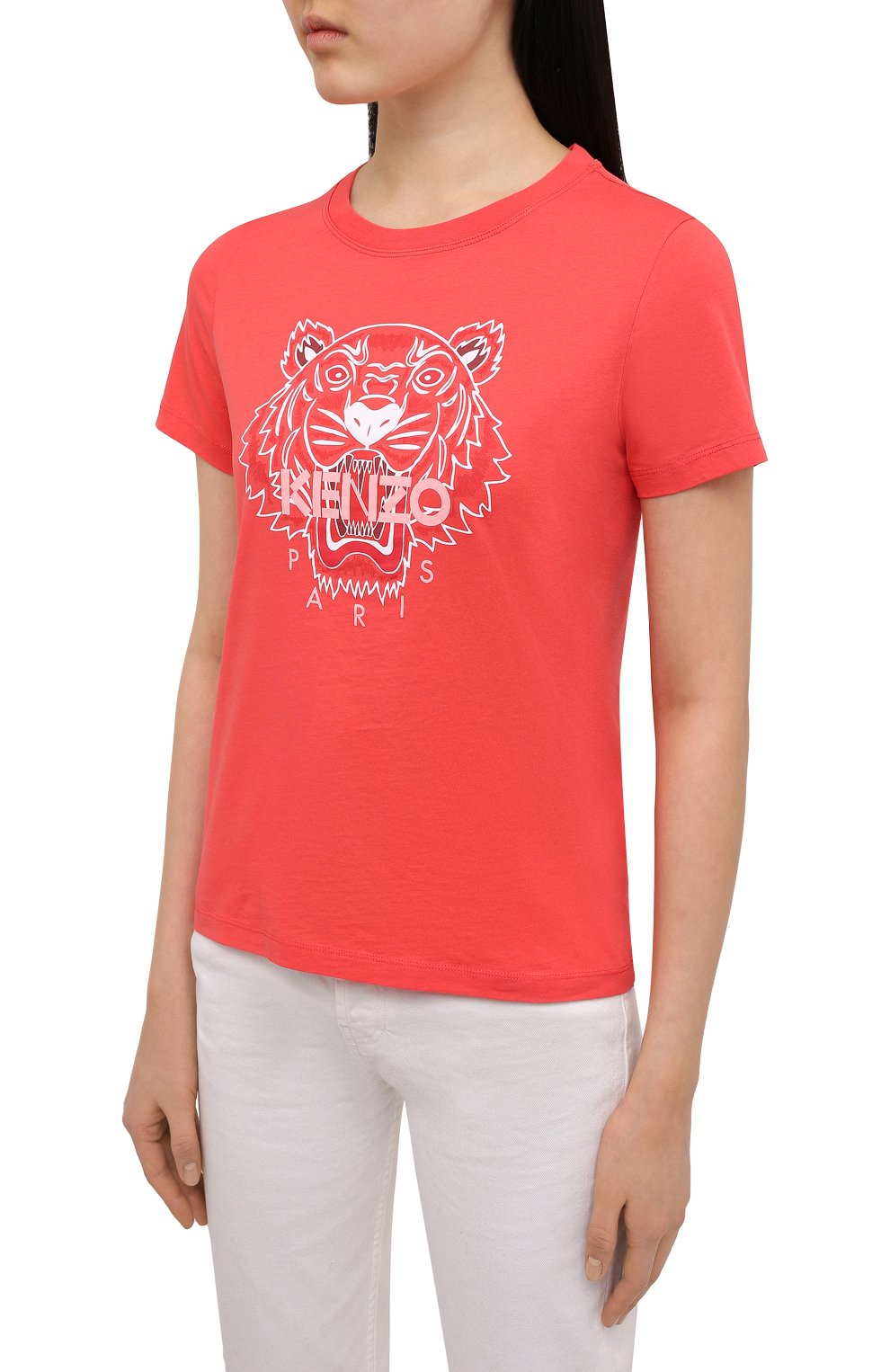 Хлопковая футболка KENZO кораллового цвета по цене 11500 руб., арт. FB52TS8464YB, фото 3 Хлопковая футболка KENZO, арт. FB52TS8464YB, фото 3