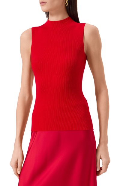 Топ из вискозы BOSS красного цвета по цене 19950 руб., арт. 50473237, фото 3 Топ из вискозы BOSS, арт. 50473237, фото 3