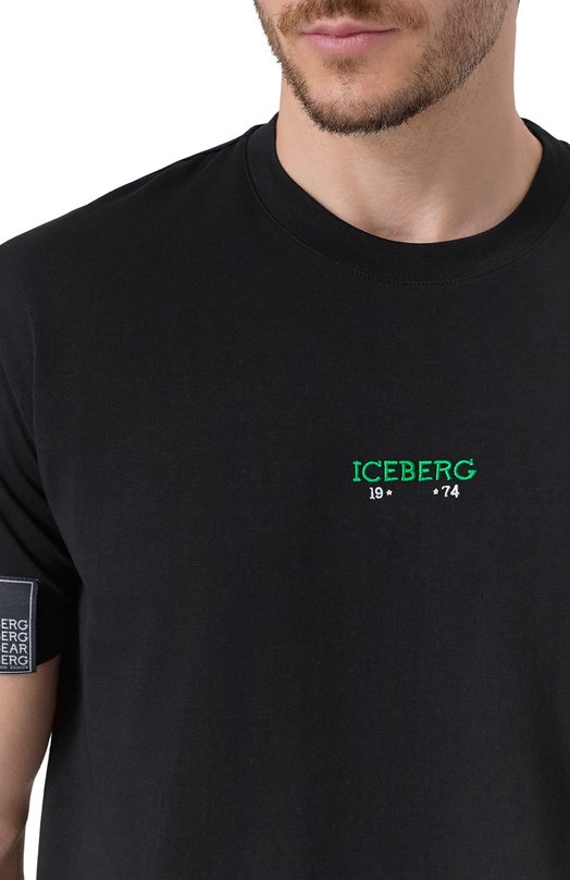 Хлопковая футболка Iceberg F049/6325 Чёрный  F049/6325 Фото 5