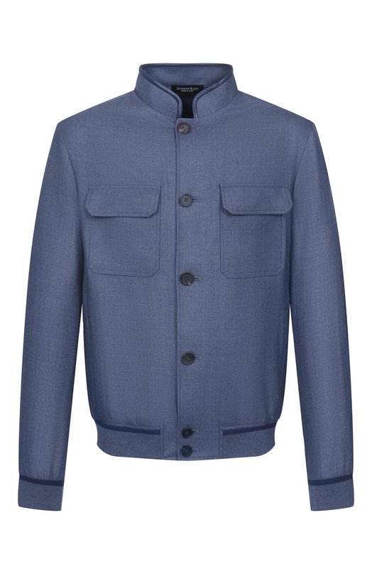 Бомбер из шелка и шерсти Stefano Ricci M7J6100110/KL003U_001 Синий M7J6100110/KL003U_001