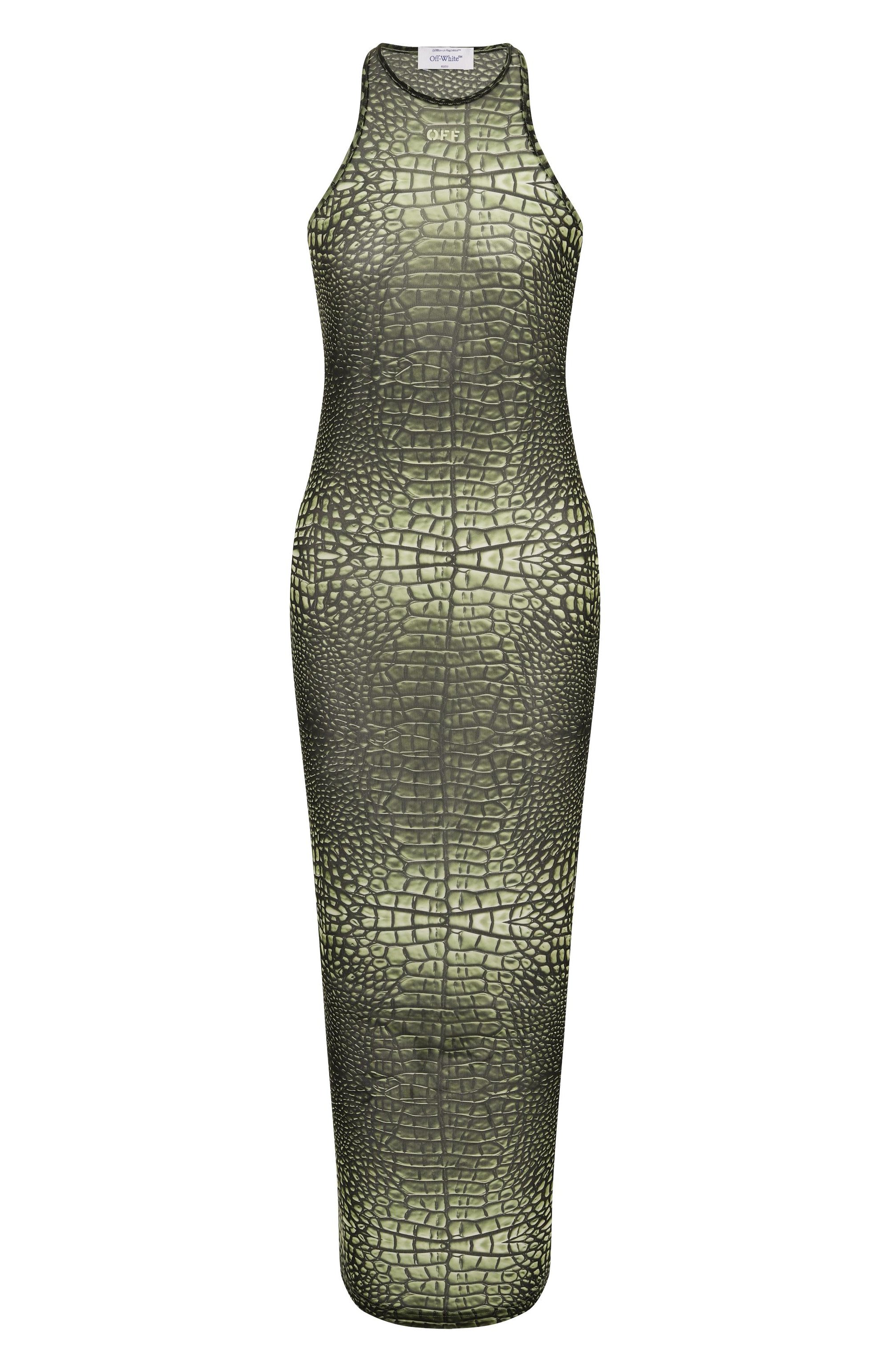 Платье OFF-WHITE хаки цвета по цене 68150 руб., арт. 0WDB54JS25JER0015810, фото 1 Платье OFF-WHITE, арт. 0WDB54JS25JER0015810, фото 1
