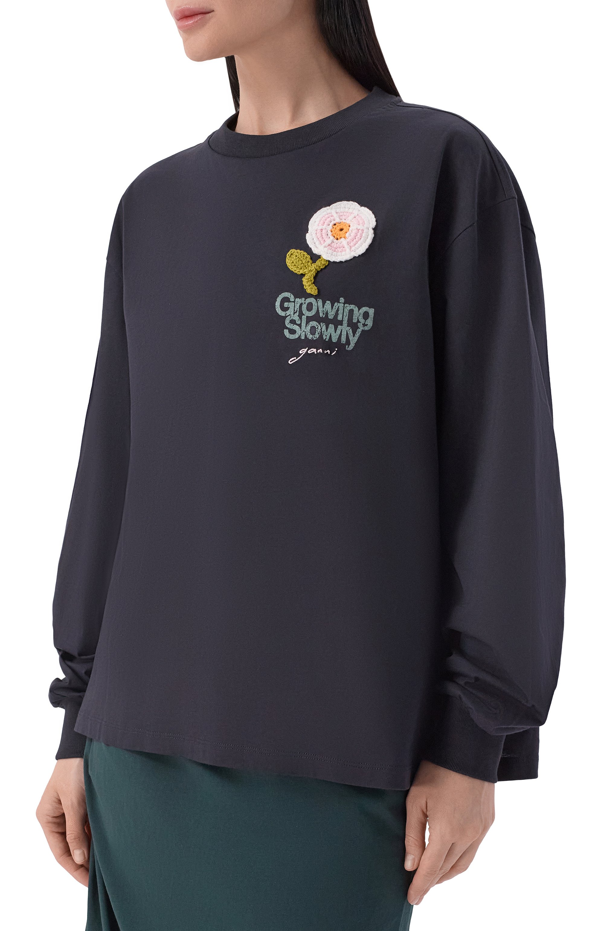 Хлопковый свитшот GANNI, арт. A1050176, фото 3